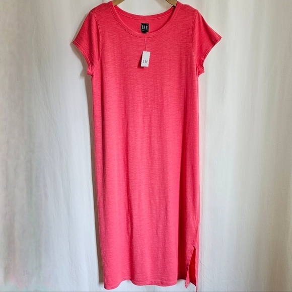GAP Coral Pink Short Sleeve Midi T-Shirt Dress - Picture 6 of 16